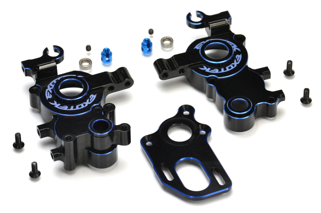 EXOTEK B6 ALLOY DRAG GEAR BOX SET, WITH MOTOR PLATE AND SWAY BAR MOUNTS